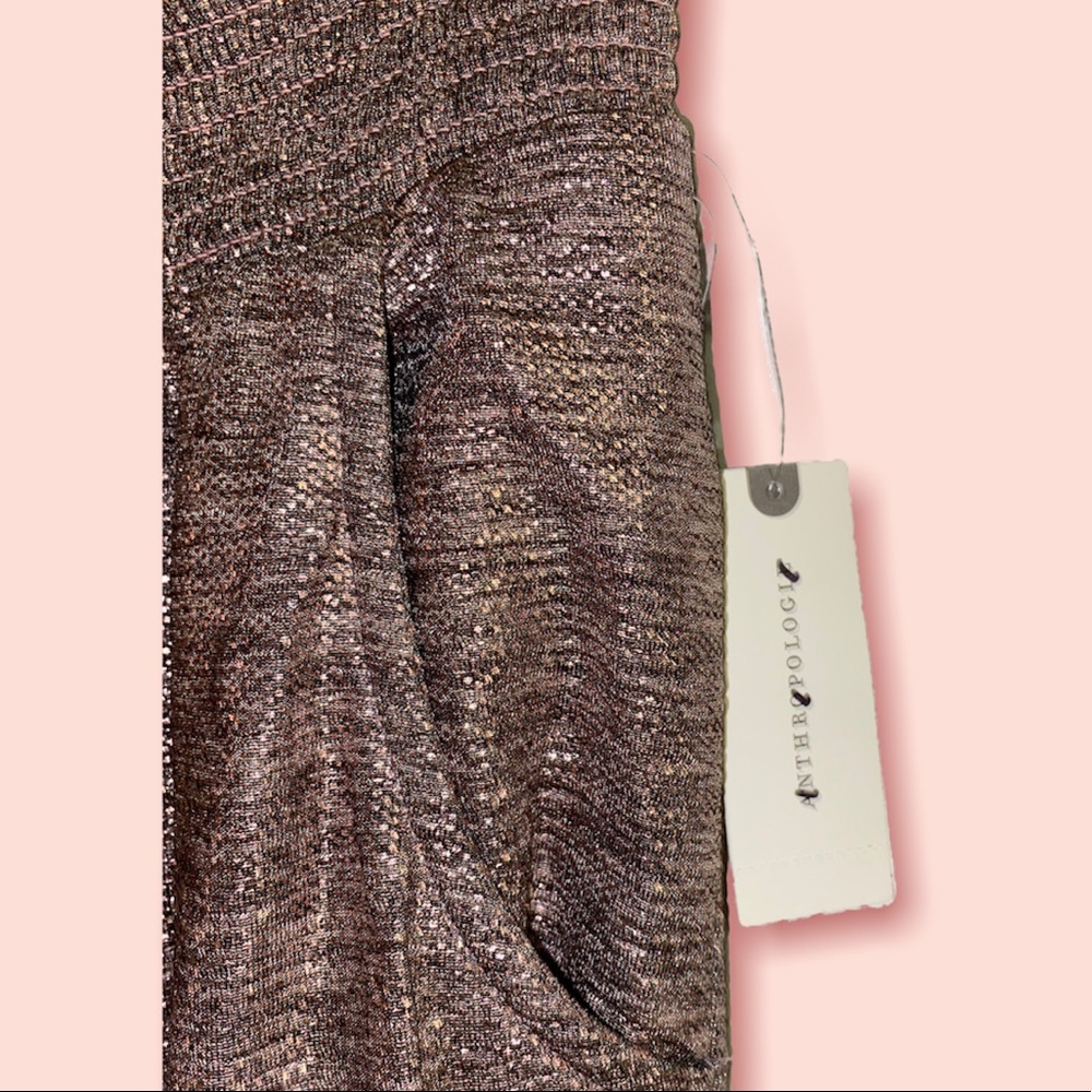Anthropologie Nwt lightweight, metallic rose jogger pant, stretchy, size Medium - Picture 4 of 12